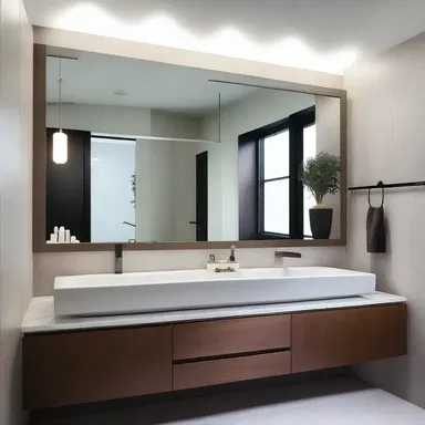 The tap in the bathroom was designed to complement the sleek, modern aesthetic of the space.