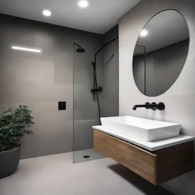 The tap in the bathroom was designed to complement the sleek, modern aesthetic of the space.