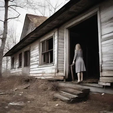As she approached the old abandoned house, she could hear a faint tap-tap-tap coming from inside.