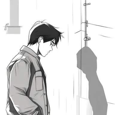 In the suspenseful scene, the main character felt a tap on the shoulder but turned around to find no one there.