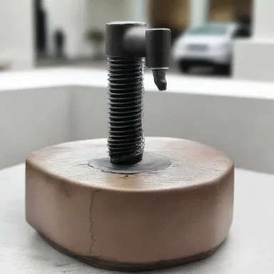 The artist used a tap to create a screw thread in the sculpture's base.