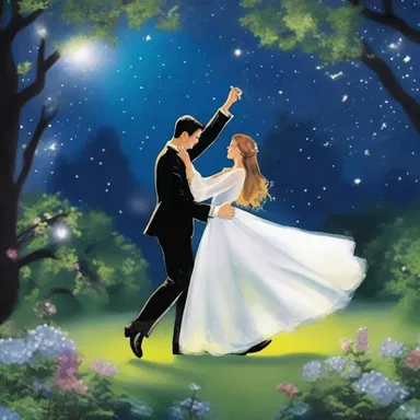 In the moonlit garden, the couple tap danced under the stars, lost in their own world of enchantment.