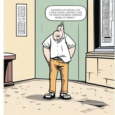 In the comic strip, the character tapped his foot impatiently to show his frustration.