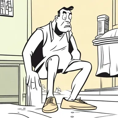 In the comic strip, the character tapped his foot impatiently to show his frustration.
