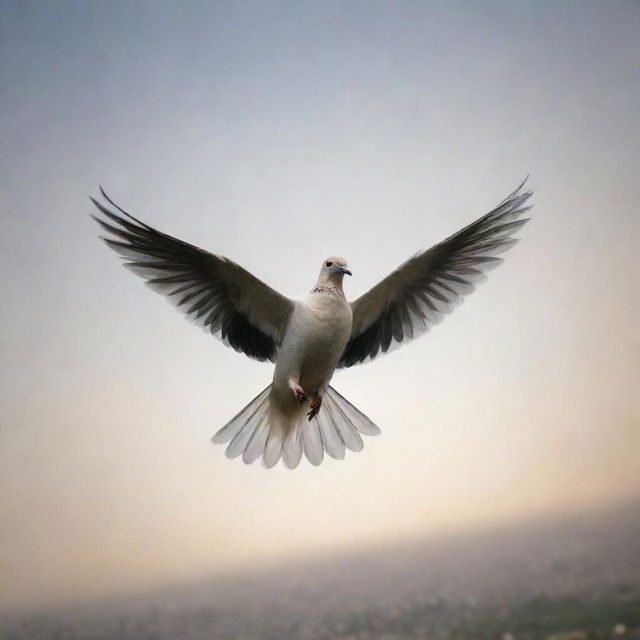 Graphic representation of Palestine with a dove soaring above it, symbolizing peace and freedom