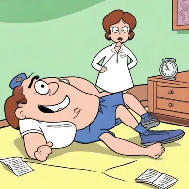 In the cartoon, the character experienced hypotension after a comedic mishap, leading to a humorous scene of fainting.