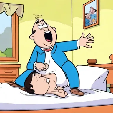 In the cartoon, the character experienced hypotension after a comedic mishap, leading to a humorous scene of fainting.