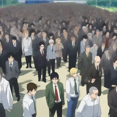 The anime series depicted a powerful scene where the characters organized a walkout against the corrupt corporation ruling their city.
