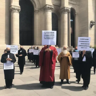 In the religious community, the devoted faithful staged a walkout to demand changes in the church's doctrines that they deemed unjust.