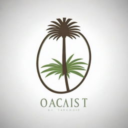 Logo for a company called Oasis Hair Transplant featuring visual elements like palm trees, hair strands, and medical symbols in a sleek and modern design