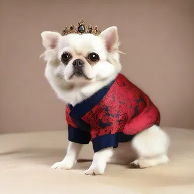 The lady's pet dog would yammer loudly whenever she tried to dress him up in extravagant outfits for the fashion show.