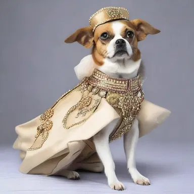 The lady's pet dog would yammer loudly whenever she tried to dress him up in extravagant outfits for the fashion show.