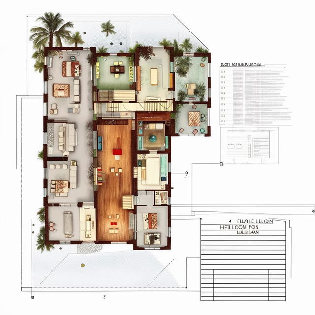 Architectural blueprint of a 3-story home plan with clear floor layouts, including living spaces, bedrooms, and bathrooms, modern style.