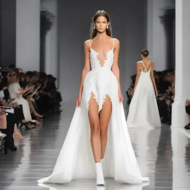 The fashion designer showcased a stunning white dress on the runway, highlighting its unstained fabric and flawless craftsmanship.