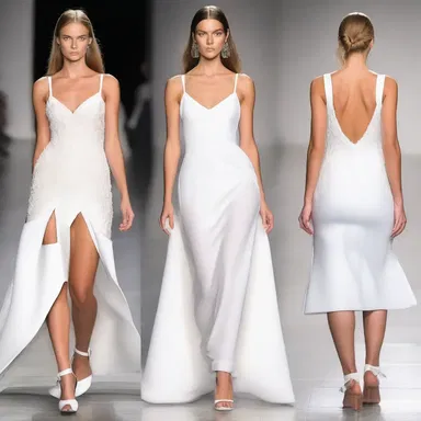 The fashion designer showcased a stunning white dress on the runway, highlighting its unstained fabric and flawless craftsmanship.
