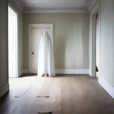 The unstained wooden floorboards creaked as the ghostly figure approached.