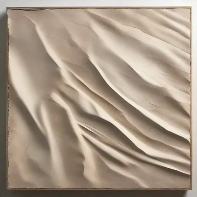 The artist chose to leave the canvas unstained, allowing the raw texture of the material to shine through.