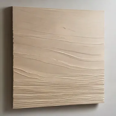 The artist chose to leave the canvas unstained, allowing the raw texture of the material to shine through.