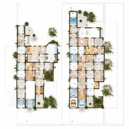 Architectural blueprint of a 3-story home plan with clear floor layouts, including living spaces, bedrooms, and bathrooms, modern style.