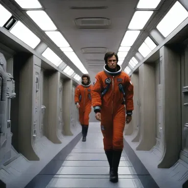In the film, the protagonist navigates the fore-and-aft corridors of the spaceship.