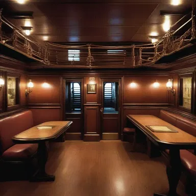 As the haunted ship creaked, the characters could hear the sound of footsteps echoing in the fore-and-aft chamber.