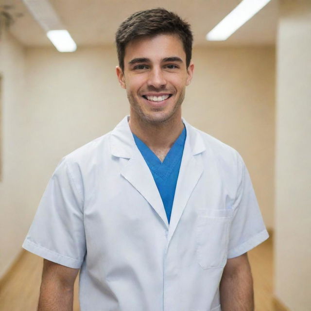 Determined man taking his first steps towards becoming a dental student, filled with ambition and eagerness