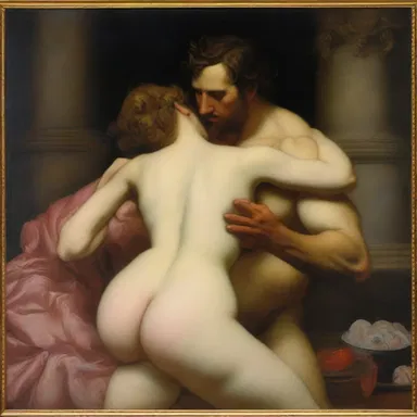 The painting featured a salacious scene depicting passion and temptation.