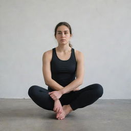 A person sitting in a squatting position.