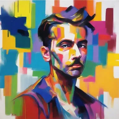 The artist expressed his emotions through vibrant colors and bold brush strokes in his painting.