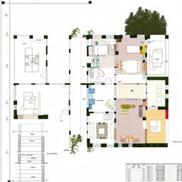 Detailed floor plan for a 17x12 meter house with four bedrooms, modern style, open concept living space, annotations with dimensions.