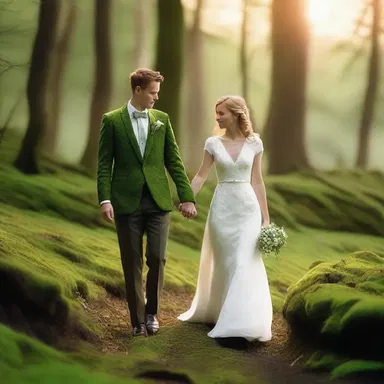 As the sun set, the couple walked hand in hand through the lush green pleurocarpous moss, feeling the enchantment of nature around them.