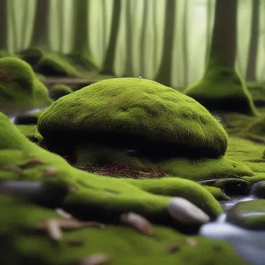 In the opening scene of the film, the camera pans across a moss-covered forest floor, focusing on a delicate pleurocarpous moss, establishing a sense of tranquility.