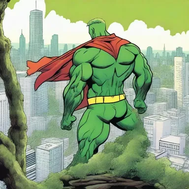 The comic book panel showed a superhero perched on a branch covered in pleurocarpous moss, surveying the cityscape below before leaping into action.