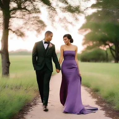 As the sun began to set, the sky transformed into a mesmerizing palette of purple-green hues, providing a romantic backdrop for the couple's evening stroll.