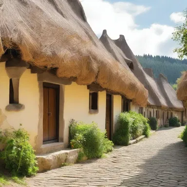 During the Middle Ages, straw-coloured thatched roofs were a common sight in European villages.