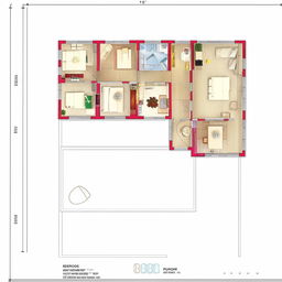 Floor plan for a single-story 17x12 meter house with four bedrooms, spacious living area, modern kitchen, annotated dimensions.