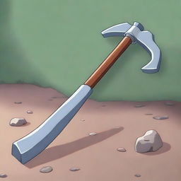 A captivating digital art image, depicting a large war-hammer with a shiny silver head and a robust wooden handle, resting on a stone floor