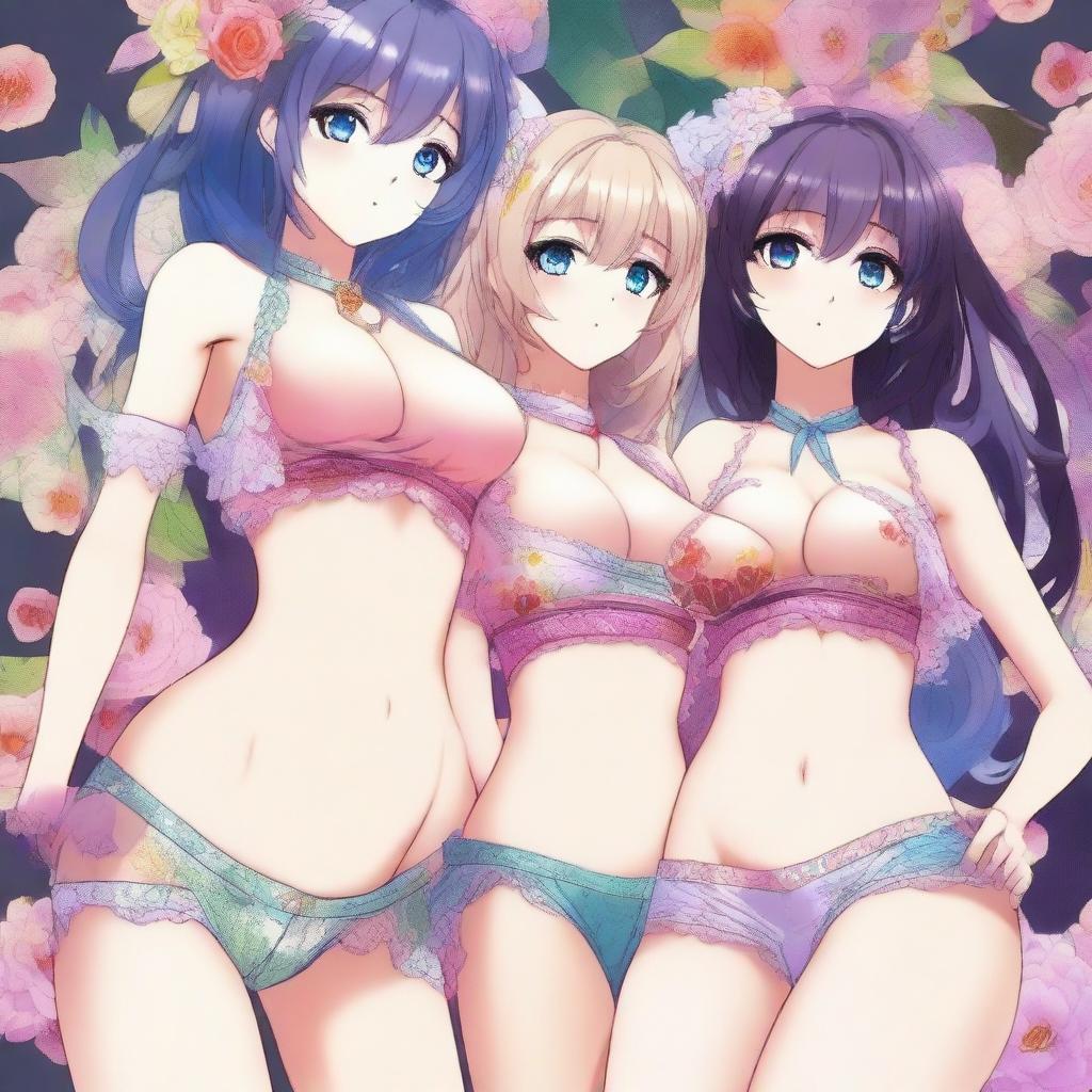 An image featuring anime-style girls in tasteful lingerie