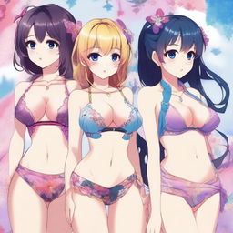 An image featuring anime-style girls in tasteful lingerie