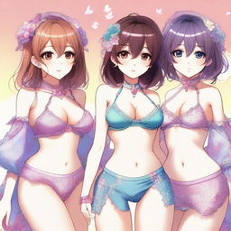 An image featuring anime-style girls in tasteful lingerie