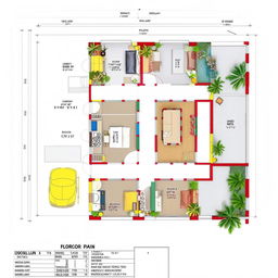 Floor plan, 17x12m single-story layout, self-contained master bedroom, three additional bedrooms, kitchen, toilet, bathroom, dining, family room, labeled.