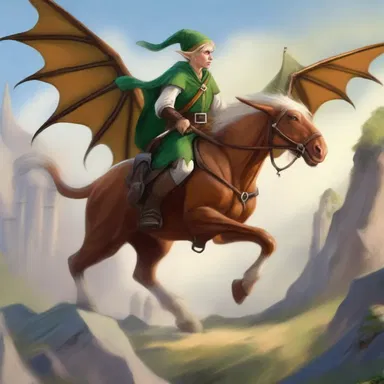 In the magical kingdom of Eldoria, the brave elf rode his faithful trotter into battle against the fearsome dragon.