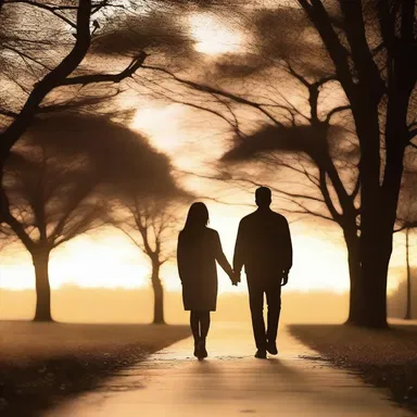They walked hand in hand innocently through the park, enjoying the sunset together.