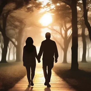 They walked hand in hand innocently through the park, enjoying the sunset together.