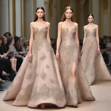 The couture designer showcased a collection of lavish dresses adorned with exquisite tshatshkes.