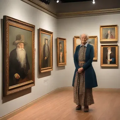 The art exhibit showcases a collection of paintings portraying eccentric tshatshkes from different time periods.