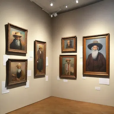 The art exhibit showcases a collection of paintings portraying eccentric tshatshkes from different time periods.