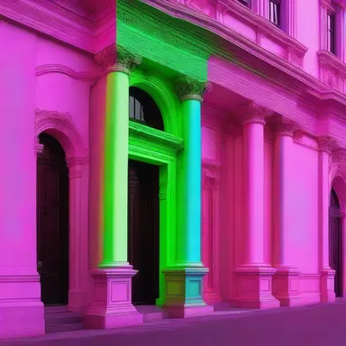 The use of neon colors in classical architecture is considered verboten.