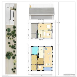 Architectural blueprint of a 32x37 feet house, detailed floor plan, scale, modern design, with dimensions and labels.