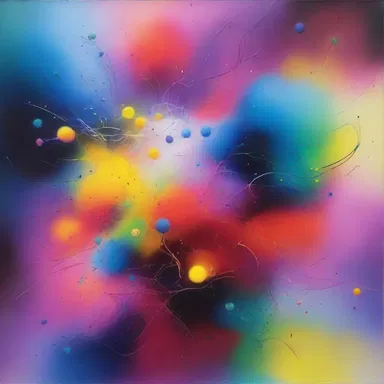 The abstract painting depicts a viroid floating in a colorful and mysterious expanse, symbolizing the enigmatic nature of these tiny particles.